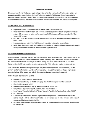 IRS Tax Return Transcript Request Instructions