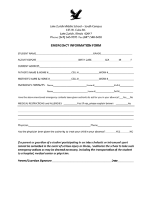 Emergency Information Form