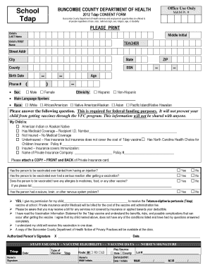 Tdap Vaccine Consent Form