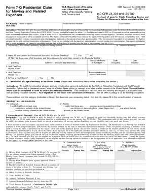 HUD Form 7-Q Residential Claim