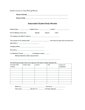 Student Council Or Club Meeting Minutes FCMAT Fill And Sign 