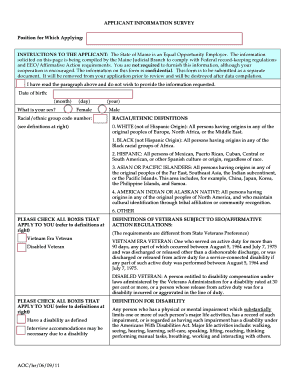 Maine Applicant Information Survey