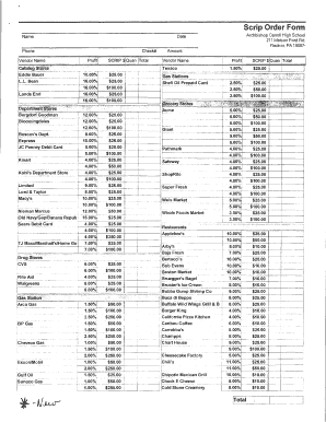 Scrip Order Form