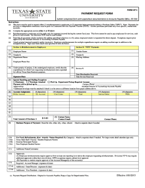 Texas State Payment Request Form