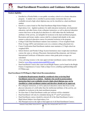 Florida Dual Enrollment Procedures and Guidance