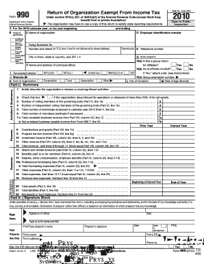 Form 990 Return of Organization Exempt From Income Tax