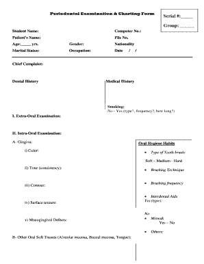 Periodontal Examination & Charting Form