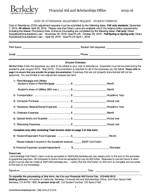 Cost of Attendance Adjustment Request