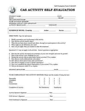 CAS Activity Self-Evaluation Form