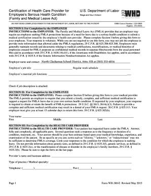 Certification of Health Care Provider for FMLA