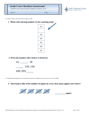 Grade 2 Math Assessment Form