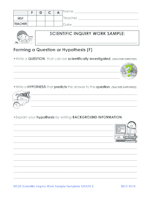 Scientific Inquiry Work Sample Template