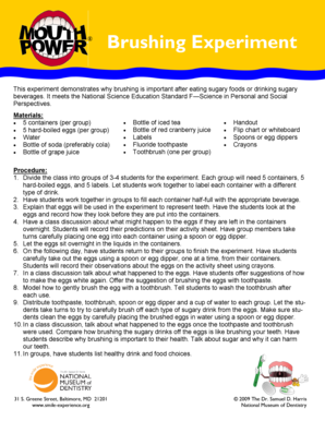 Brushing Experiment Activity Sheet