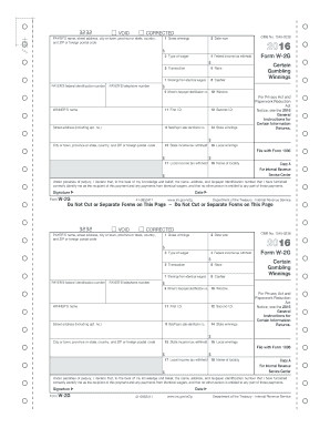 Form W-2G Gambling Winnings