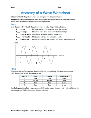 Anatomy of a Wave Worksheet