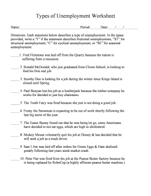 Types Of Unemployment Worksheet Answers 2020-2023 - Fill and Sign Printable  Template Online