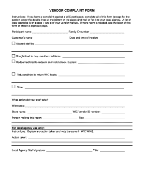 Vendor Complaint Form