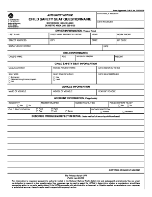 Child Safety Seat Questionnaire