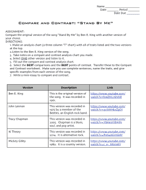 Compare and Contrast Song Versions Assignment
