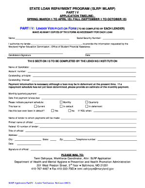 Maryland Lender Verification Form