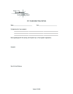 RTI Team Meeting Notes Template