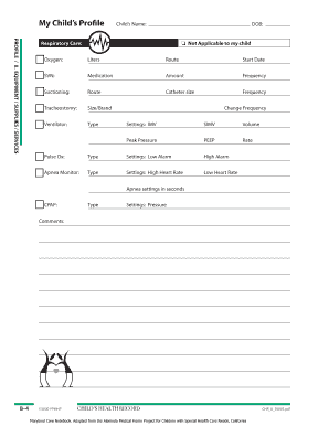 Child's Respiratory Care Profile