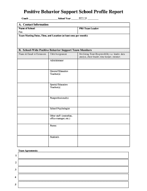 Positive Behavior Support School Profile Report
