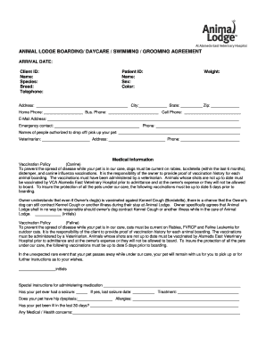 Animal Lodge Boarding Daycare Agreement