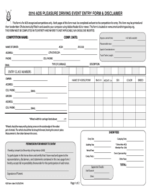 American Driving Society Competition Entry Form