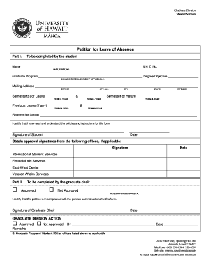 Graduate Student Leave of Absence Petition