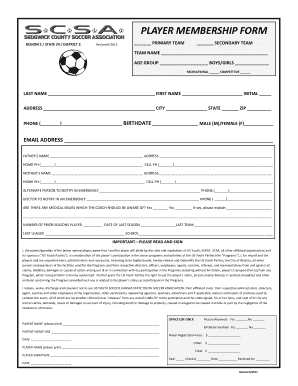 Player Membership Form