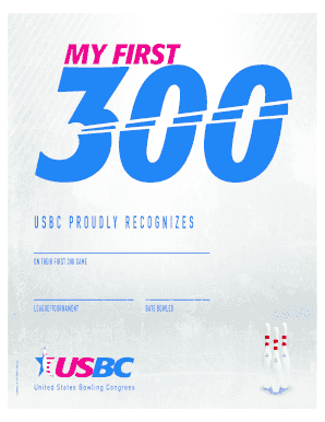 USBC Proudly Recognizes on Their First 300 Game
