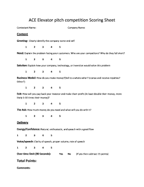 Elevator Pitch Competition Scoring Sheet