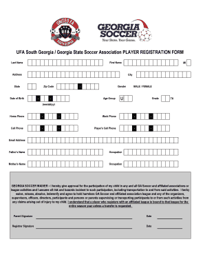 Georgia Soccer Player Registration Form