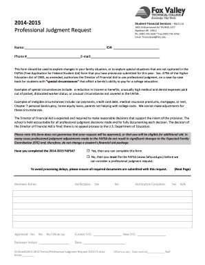 Professional Judgment Request Form