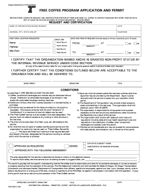 Free Coffee Program Application and Permit