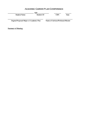 Academic Career Plan Conference Form