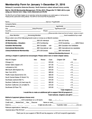 Railway & Locomotive Historical Society Membership Form