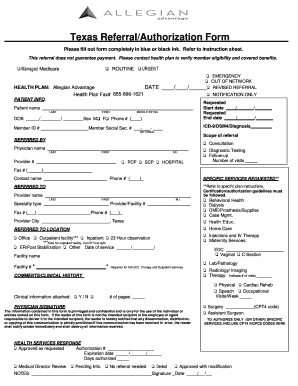 Texas Referral Authorization Form