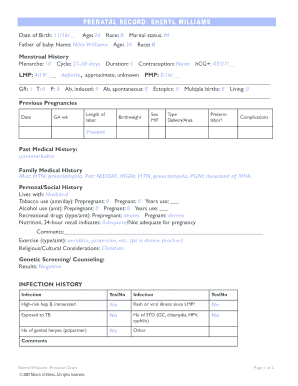 Prenatal Record Form