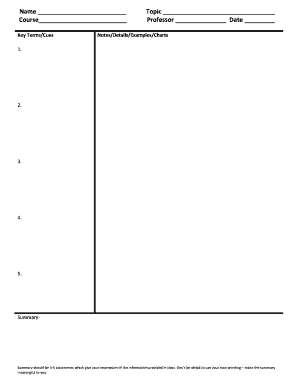 Student Class Notes Template