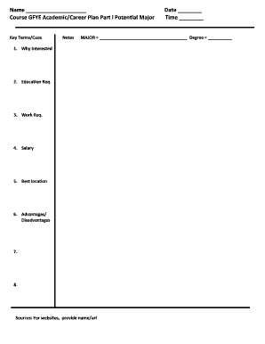 Academic Career Plan Form