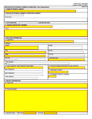 Application for Federal Domestic Assistance