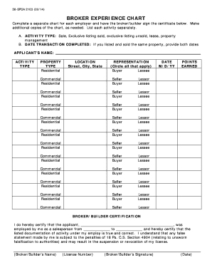 Broker Experience Chart Form 56-SPOA 2103