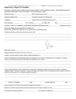 Supervisor’s Report Of Accident