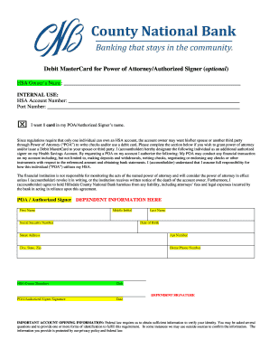 Health Savings Account Power of Attorney Form