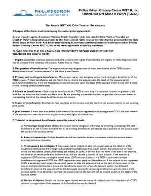 Phillips Edison Grocery Center REIT II Transfer on Death Form