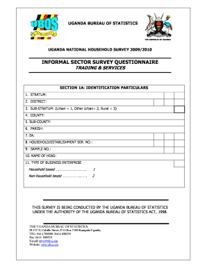 Uganda Informal Sector Survey Questionnaire