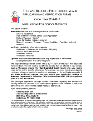 Free and Reduced Price School Meals Application