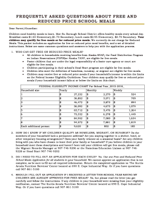 Free and Reduced Price School Meals Application